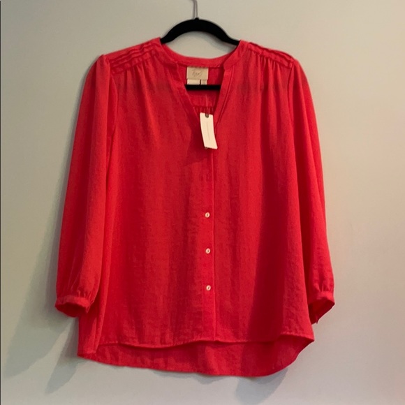Vanessa Virginia coral button down top - Picture 1 of 4